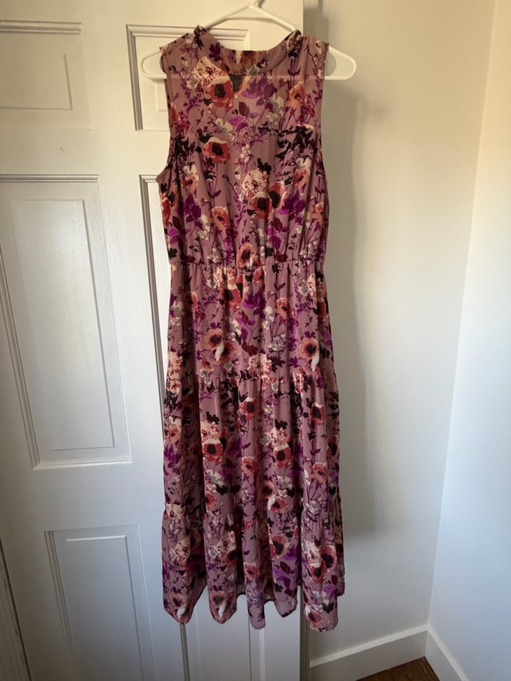 Lulu's Pink Floral Sleeveless Midi Dress